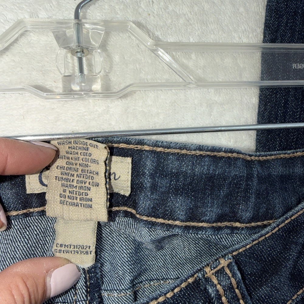 Earl Jeans Dark Blue Embellished Flip Pocket Rhinestone Accents, Women's Size 8 - Picture 9 of 9